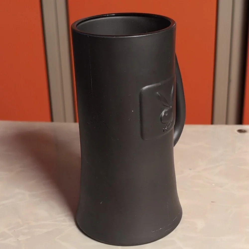 Playboy Bunny‎ Beer Mug 1970s Vintage Matte Black Glass 12 oz